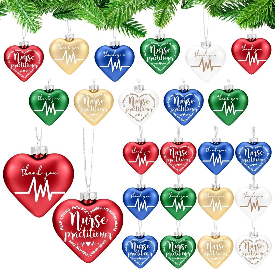Thyle 15 Pcs Christmas Nurse Practitioner Gifts Bulk Nurse Practitioner Hanging Ornaments for Christmas Tree Xmas Thank You Gifts for NP Women (Multi Color)