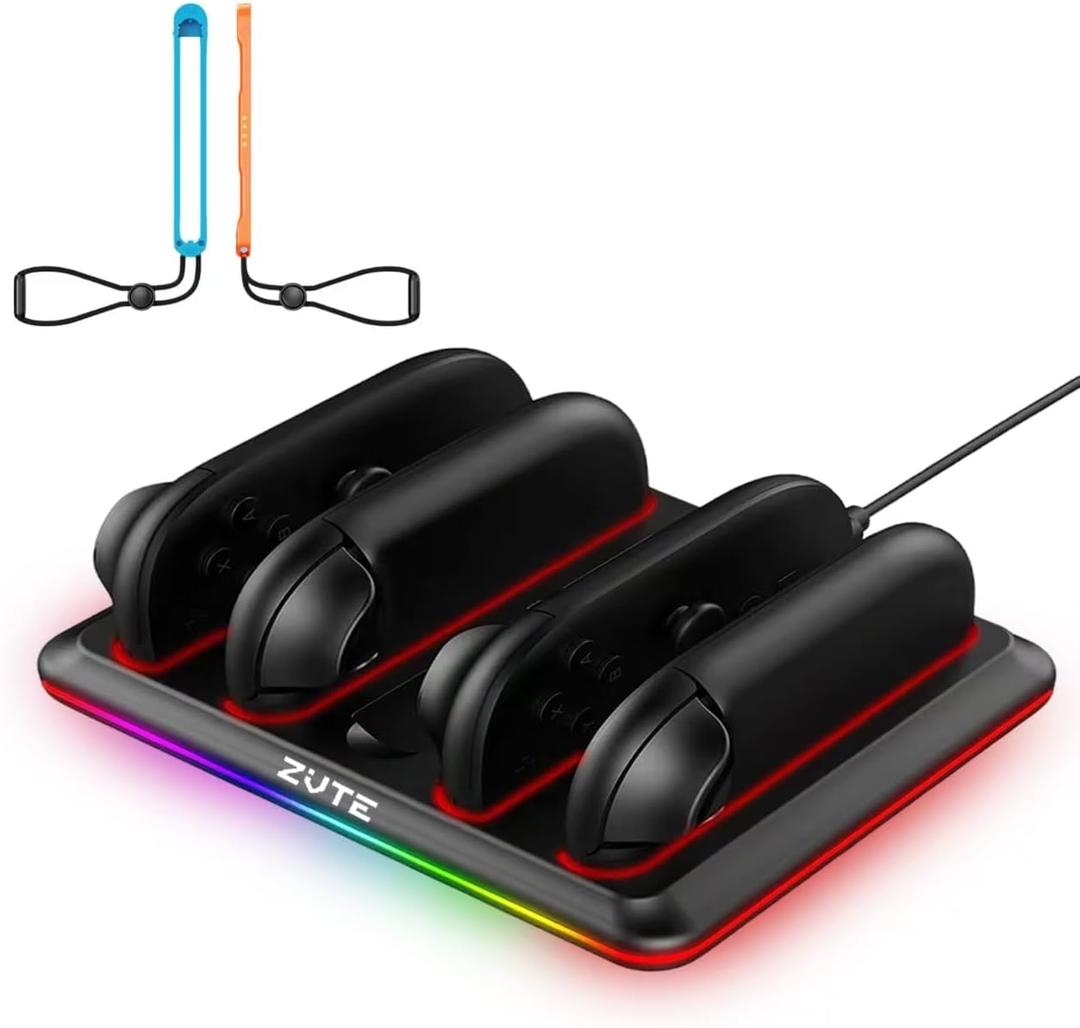 Charging Dock for 2025 Nintendo Switch 2 JoyCon Controller, Fast Charging Station for Joy-Con 2 Controllers, Magnetic & Weighted Base, LED Indicators, with USB-C Cable and 2 Wirst Strap