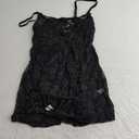 Aranmei Womens Lingerie Sexy Lace Babydoll Sleepwear Square Neck Cutout Mini Sleep Dress with Thong (Medium, Black)
