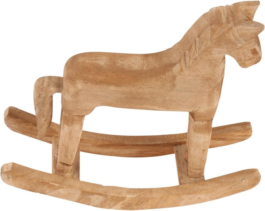 DOITOOL Wooden Rocking Horse Decor 7.08X7.08X2.36 Inch Table Decoration Centerpiece for Home Decor Craft Wedding Gift and Art Furnishing