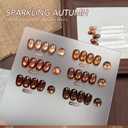 GAOY Brown Cat Eye Fall Gel Nail Polish Set with Magnet, 6 Colors Champagne Mocha Golden Brown Glitter Gel Holography, Long Lasting for Nail Art at Home & Salon Manicure