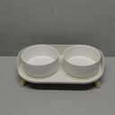 Elevated Ceramic Dog Bowl Set - Double Dog Feeding Bowls with Stand Splash Proof - Raised Dishes for Food and Water - Ideal for Small to Medium Dogs - 2 x 850 ml - 28.74 oz (White)