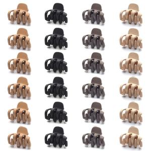 Cobahom 24 Pack Small Hair Claw Clips 1.2 Inch Plastic Matte Hair Clips for Thin Hair No-Slip Mini Hair Clip Hair Styling Accessories for Women and Girl (Black, Brown, Apricot, Chocolate)