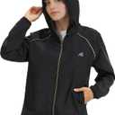 LAZAWG Women's Rain Jacket Lightweight Waterproof Raincoat Breathable for Summer Spring Hiking Travel Fit Light Rain (Black, M)