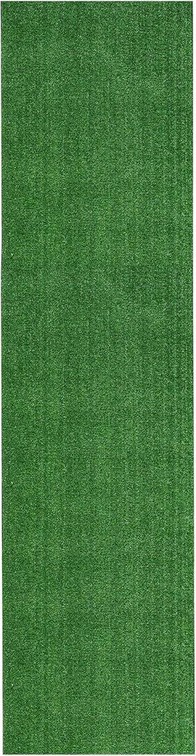 Ottomanson Artificial Grass Outdoor Runner Rug 2'7" x 10' Waterproof Astro Turf with Drainage Holes Patio & Lawn Decoration, Easy-Clean Dog Grass Mat