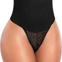 Werena Tummy Control Thong Shapewear for Women High Waist Body Shaper Panties Girdle Lace Shaping Underwear, L