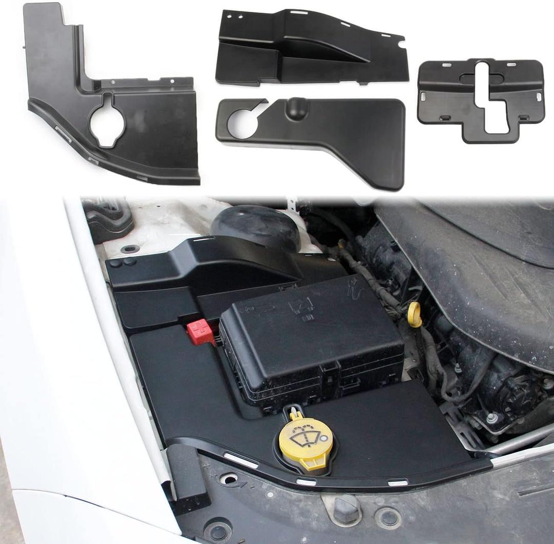 Black Plastic Engine Side Dust Cover Accessories for Dodge Charger 2011-2022 (4pcs in Engine Hood)
