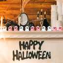 Suzile 100 Pcs Halloween Mini Resin Ghost Cute Miniature Small Ghost Figurines Colorful Halloween Spooky Decorations Garden Decor Micro Statue for Party Favors Gifts (White, Pink)