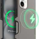 OtterBox iPhone 16 (Only) Commuter Series Case Built-in MagSafe Thin, Dual-Layer, Pocket-Friendly, Port Cover Pompeii Grey (Grey/Black)
