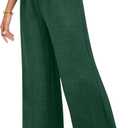 Womens Wide Leg Capri Pants Summer Palazzo Dressy Casual Pant Beach Loose High Waist Lounge Flowy Trouser with Pockets (Green, L)