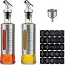 Olive Oil Dispenser for Kitchen, 2 Pack 10oz/300 ML Cooking Oil and Vinegar Dispenser Set with 20 Labels Stainless Steel Funnel, Olive Oil Bottle, Soy Sauce Dispenser, Coffee Syrup Bottles