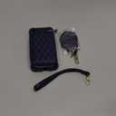 MONASAY Zipper Wallet Case Fit for iPhone SE 2022/2020/8/7, [Glass Screen Protector ][RFID Blocking] Flip Leather Handbag Phone Cover with Card Holder & Crossbody Lanyard Strap, Dark Blue