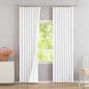 DONREN Pure Withe 60 inch Wide Pinch Pleated 50% Blackout Curtains with Hooks - 84 inch Length Room Darkening Thermal Insulated Window Curtain Panels for Patio Sliding Glass Door,Pack of 2