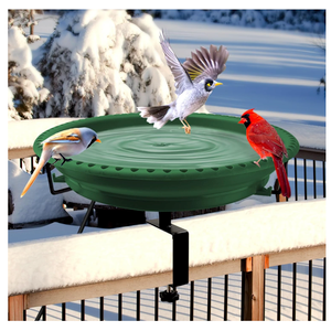 Daoeny Heated Bird Bath for Deck Railing, Upgraded 100W Heated Bird Baths for Outdoors Thermostat Control, Heated Bird Bath for Outside Winter Garden Yard Patio Decor (Green)