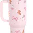 Christmas Theme 40oz Slider Tumbler with Handle and Straw - Insulated Stainless Steel Travel Coffee Mug for Women Girls, Gift for Birthday Xmas