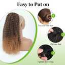 Drawstring Ponytail Extension for Women Afro Kinky Curly Synthetic 26 Inch Long Ombre Brown Pony Tails Hair Pieces for Quick Secure Hairstyle Daily Use
