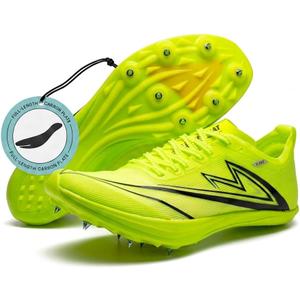 Track and Field Shoes Men Women Kids Spikes Sneakers Full-Length Carbon Plate Track Race Jumping Sneakers Girls Professional Running Tarck Spikes Shoes Boys (Green, Adult, Men, 4, Numeric, US Footwear Size System, Medium)