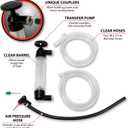 Performance Tool W1156 Grip Clip Transfer Pump/ Siphon Fluid Transfer Pump Kit for Water, Oil, Liquid, and Air, Black/Clear, 48-inch Hoses