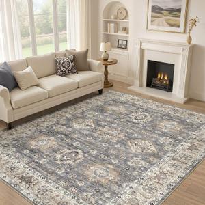 10x12 Washable Area Rug for Living Room, Vintage Pattern