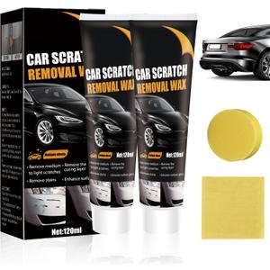 2Pcs Car Scratch Remover Wax, Professional Scratch Remover for Vehicles, Car Scratch Repair Paste for Deep Scratches with Wipe and Sponge,Universal Car Scratch Removal Wax for Deep Scratches Paste Kit