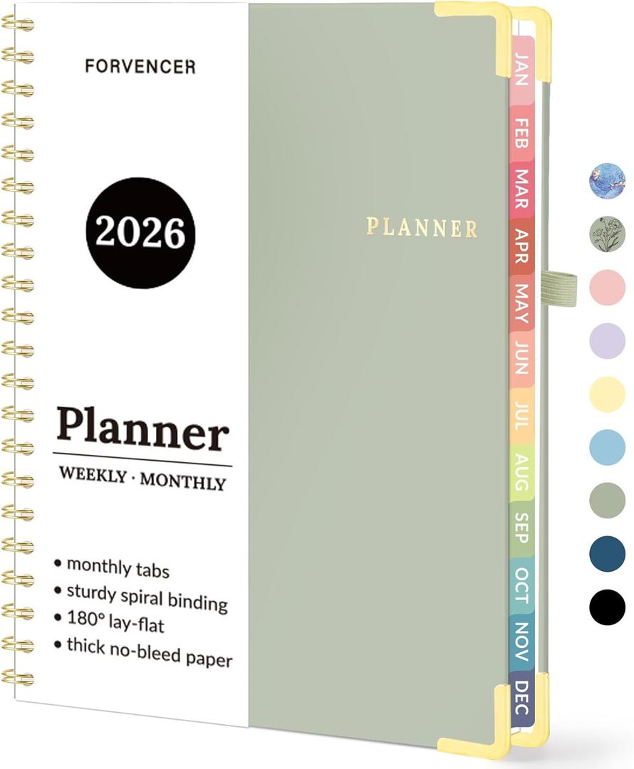 2026 Planner, Forvencer Calendar Planner Weekly and Monthly, Jan 2026-Dec 2026, 8.5" X 11", Hardcover Agenda Book, Daily Journal Organizer with Inner Pocket, Notebook for Office School, A4, Green