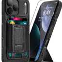 for iPhone 17 Pro Leather Case, Wallet Case with Card Holder (3 Cards) & Kickstand, Slim Protective Cover with Stand for iPhone 17 Pro 6.3"Black