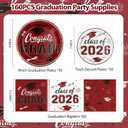 2026 Graduation Plates and Napkins, 9 Disposable Burgundy Paper Plates 7 Dessert Plates, Maroon Congrats GRAD Class of 2026 Party Supplies Tableware Set Graduation Party Decorations for 50 Guests