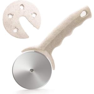 Pizza Cutter Wheel, Stainless Steel Pizza Cutter with Cover, Super Sharp Pizza Slicer-Dishwasher safe,Smooth Rotating Pizza Wheel Safe with Healthy Material Beige