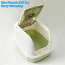 Cat Litter Box with Scoop, Front Entry Covered Litter Box with Lid, Top Exit Kitty Litter Box, Easy to Clean Durable Plastic Litter Pan, Ideal Size for Small to Medium Cats 20.61614.3Yellow