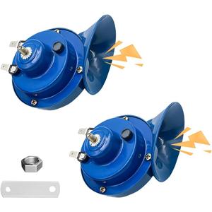 2PCS 300DB Super Loud Train Horns, 12V Waterproof Air Electric Snail Horn Replacement Kit, Universal Durable Raging Sound Air Horns for Car, Motorcycle, Truck, Marine Boat (Blue)