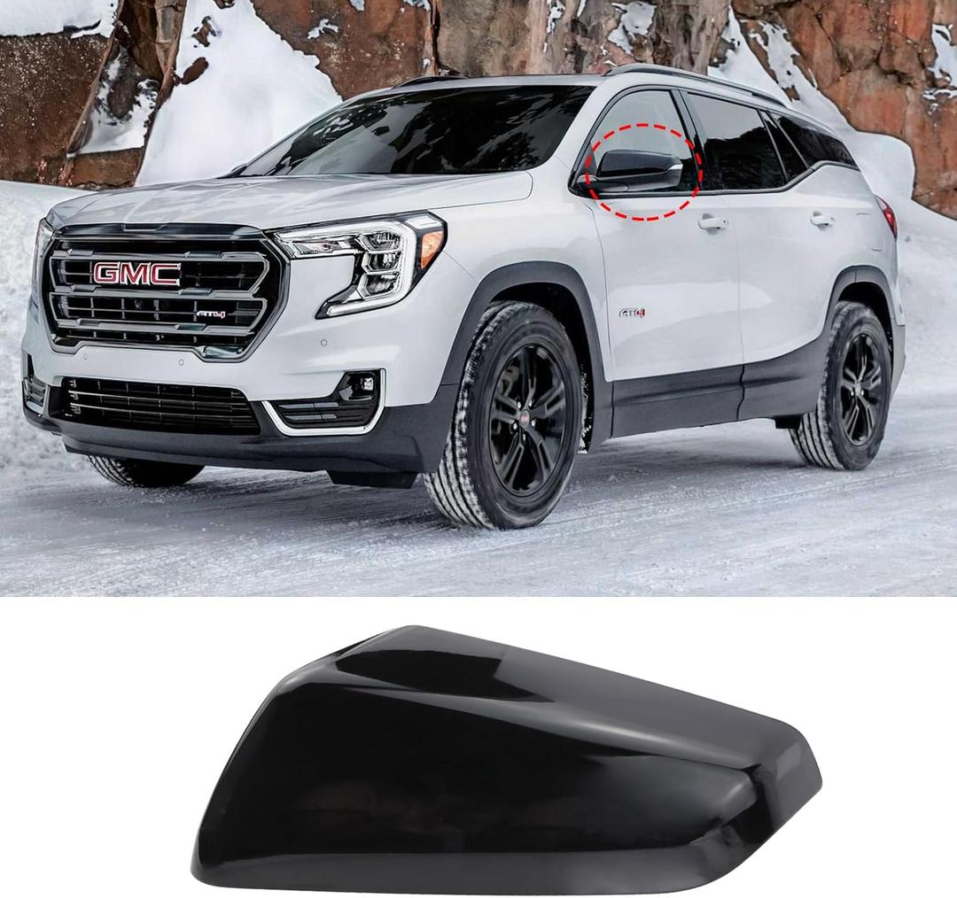 Left Driver Side Exterior Mirror Cap Cover Rearview Mirror Cover Trim Fit for 2018 2019 2020 2021 2022 2023 Chevrolet Equinox & GMC Terrain Replace 23406417 (Glossy Black)