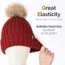 FURTALK Womens Winter Knitted Beanie Hat with Faux Fur Pom Warm Knit Skull Cap Beanie for Women (Wine Red)