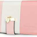 RFID Wallets for Women with Multiple Card Slots and Cellphone Compartment, Womens Wallet (Sakura Pink/White/Pink)