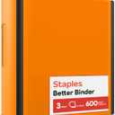 Staples 3" DRing HeavyDuty View Binder, Orange, Durable 3Ring Binder with Reinforced Construction, Holds Up to 600 Sheets for School & Office