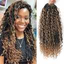 8 Packs Goddess Faux Locs Crochet Hair for Black Women, Long Goddess Locs Crochet Hair, Boho Style Locs, River Locs with Curly Ends (18Inch, OT27#, 8Packs)
