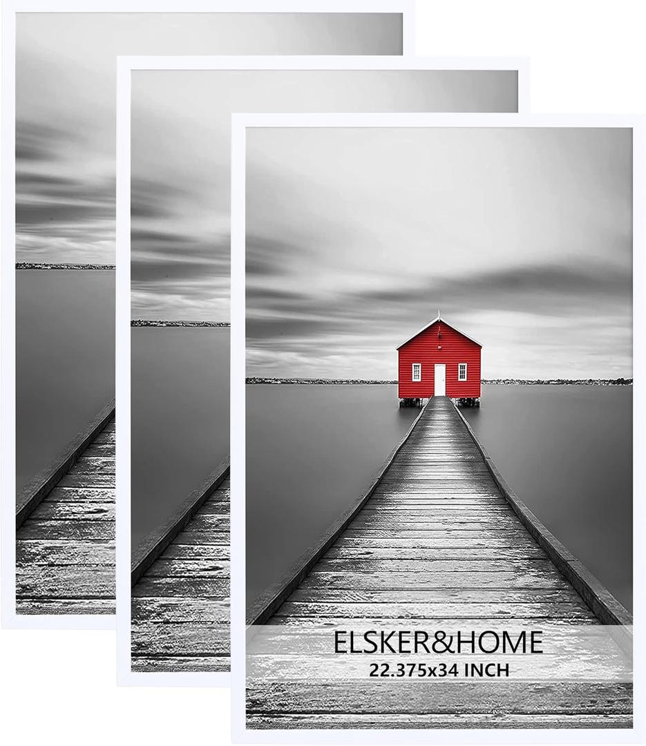 ELSKER&HOME 22.375 x 34 Poster Frame 3 Pack, White 22.375x34 Picture Frame