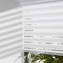 MYshade Cordless Zebra Blinds with Free-Stop Function - Dual Layer Light Filtering & Privacy Sheer Shades for Day and Night - Easy Install Window Shades for Home, Living Room, 35" W x 72" H,White