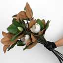 2PCS 33.5inch Artificial Magnolia Flowers with Green Magnolia Leaves and Fruit 3D Real Touch 2 Heads Long Stem Faux Magnolias Flower for Home Wedding Table Office Floral Arrangement Decoration (White)