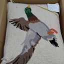 Camp Wandawega Mallard Duck Wool Hook Throw Pillow - Vintage Lodge Cabin Decorative Pillow, Hand-Hooked Oblong 16 x 20 Inch, Lake House Rustic Hunting Decor by Makers Collective