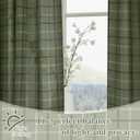 RYB HOME Moss Green Plaid Curtains for Living Room Dining Room, Linen Blend Light Filtering Semi-Sheer Privacy Farmhouse Checkered Window Treatment for Kitchen Bedroom, W52 x L84 Inch, 2 Panels