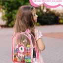 D-FantiX Unicorn Art Supplies Clear Backpack for Toddler, 51Pcs DIY Coloring Craft Kits with Scratch Art Paper and Stickers, Road Trip Activities for Kids, Creative Birthday Gift for Girls