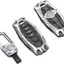 Heavy Metal Key Fob Cover Case Protector Suitable for Keychain, Altima Maxima Q60 Smart Remote Key fob Cover case Key Holder 5 Buttons car Accessories (Silvery)