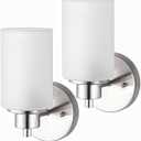 2 Pack Bath Vanity Light Fixtures, Indoor Brushed Nickel Wall Sconces Light with White Frosted Glass Shade, Modern Elegant Bathroom Wall Mounted Lighting for Bedroom Living Room, Porch, Kitchen