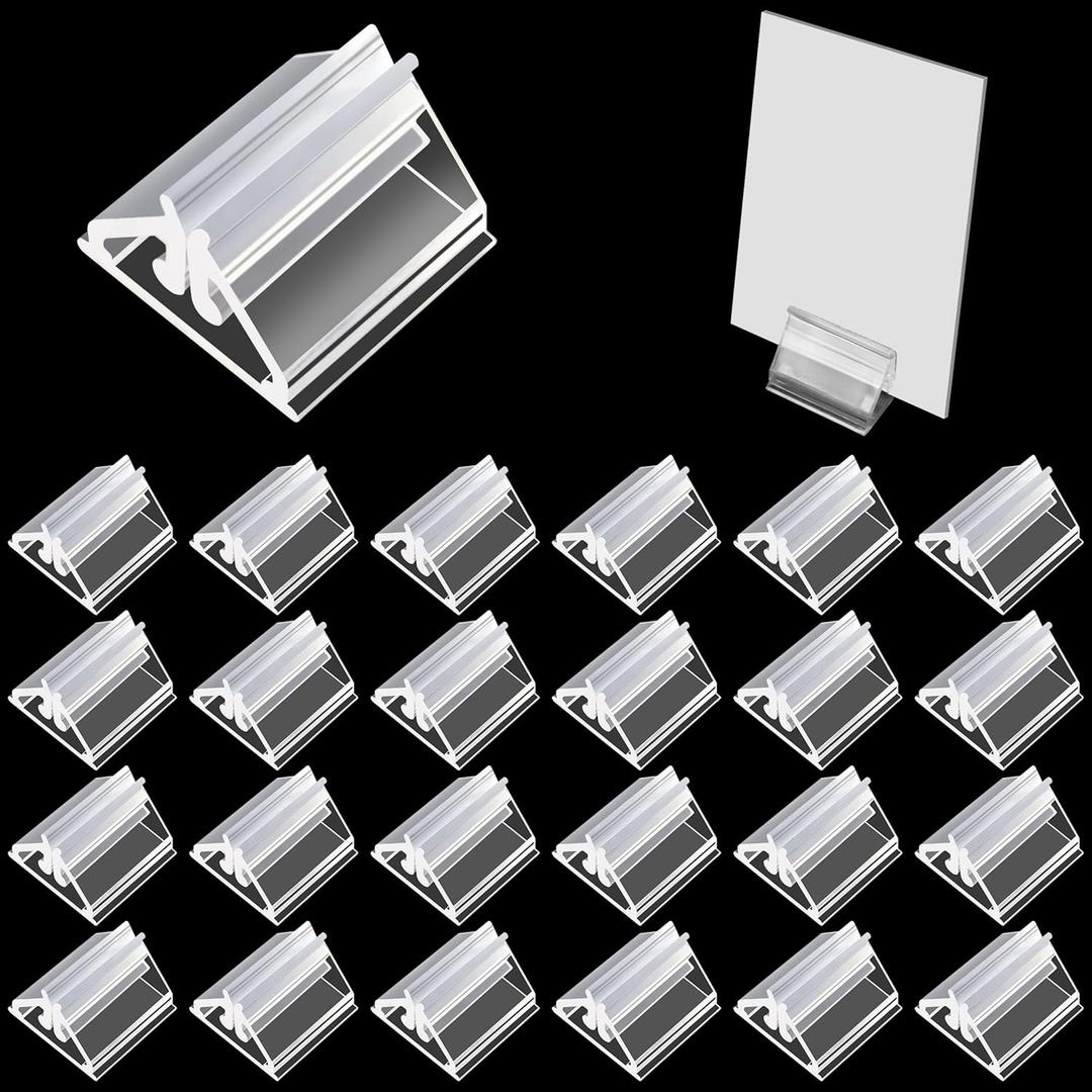 120 PCS Plastic Game Card Stands Blank Board Markers Holder for Price Tags Menus Labels Party Favor Supplies Transparent (Clear)