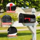 Zinovo Metal Post Mount Mailboxes for Outside,Galvanized Steel,Waterproof,Medium Capacity,Red Flag Indicated,Modern Style,Mail Boxes for House Outside/Residential,Black,18.8 x 9 x 6.7 inches