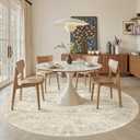 Soalmost 9x9 Beige Round Rug 9ft Living Room Circle Rug Vintage Round Area Rug Non Slip Indoor Carpet for Apartment