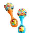 Fisher-Price Newborn Toys Rattle 'n Rock Maracas, Set of 2 Soft Musical Instruments for Babies 3+ Months, Blue & Orange (2 Count (Pack of 1))