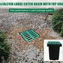 Catch Basin for Drainage with Fiber Glass Grate-18x18x24 in. Deep Drainage Basin with Debris Basket,A15 French Drain Basin Without Reserved Hole for Yard,Downspout,Lawn,Municipal Pipeline
