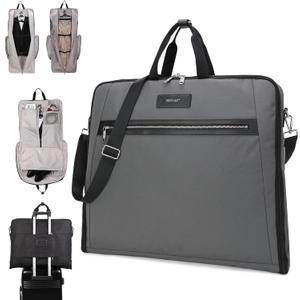 BE SMART Waterproof Foldable Garment Bags for Travel, 51" Large Travel Hanging Bags for Clothes, Carry on Suit Bag with Strap for Men Women, Wrinkle Free Luggage Suit Cover for Business Trips(Grey)