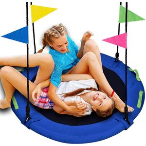 48 inch Tree Swing, Larger Saucer Flying Swing for Whole Family, 900lbs Weight Capacity, with Adjustable Hanging Straps, for Outdoor Playground, Gifts for Kids, Blue